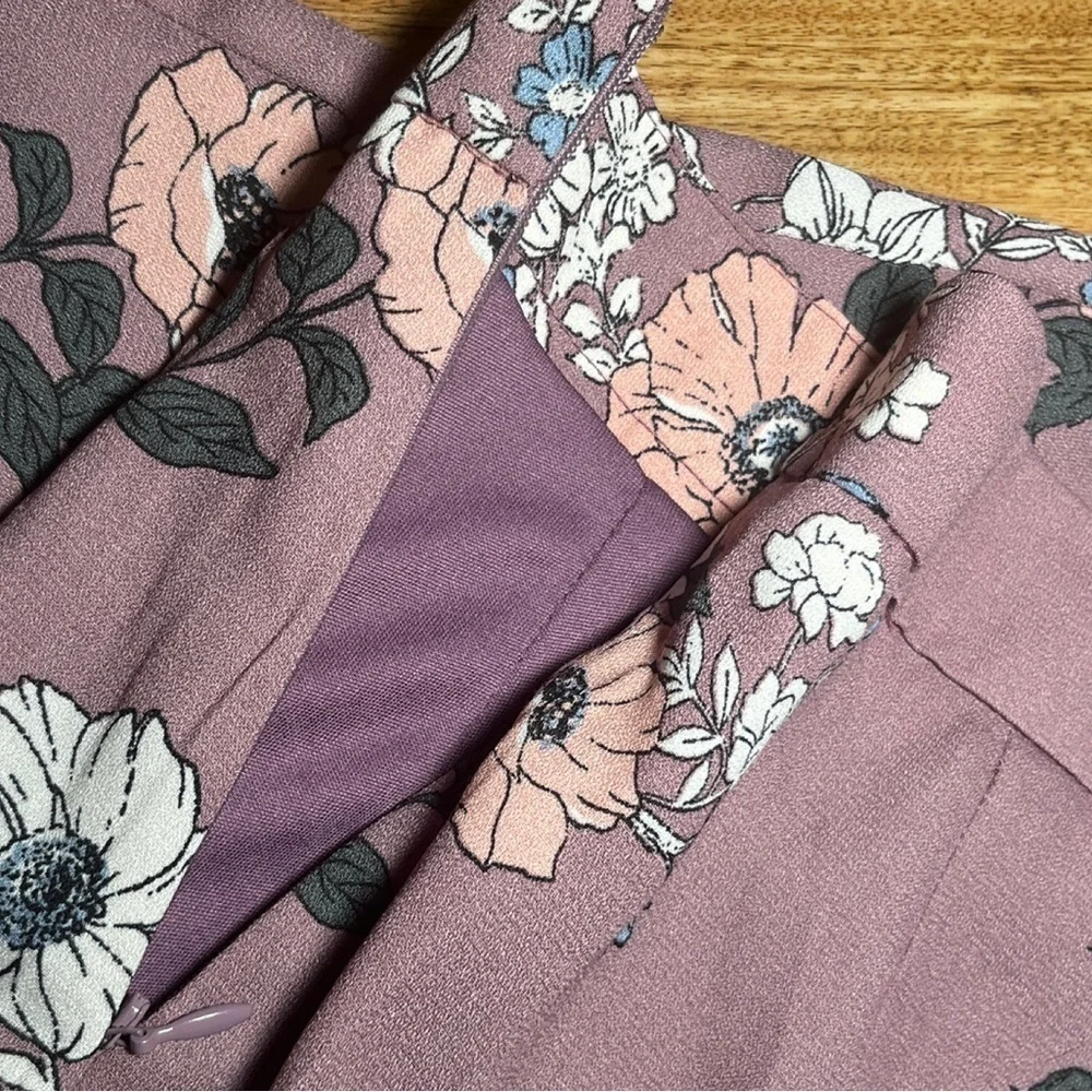 Sadie and Sage Wide Leg Floral Lined Trousers Mauve and Pink Size Small EUC​​​​​ - Picture 9 of 10